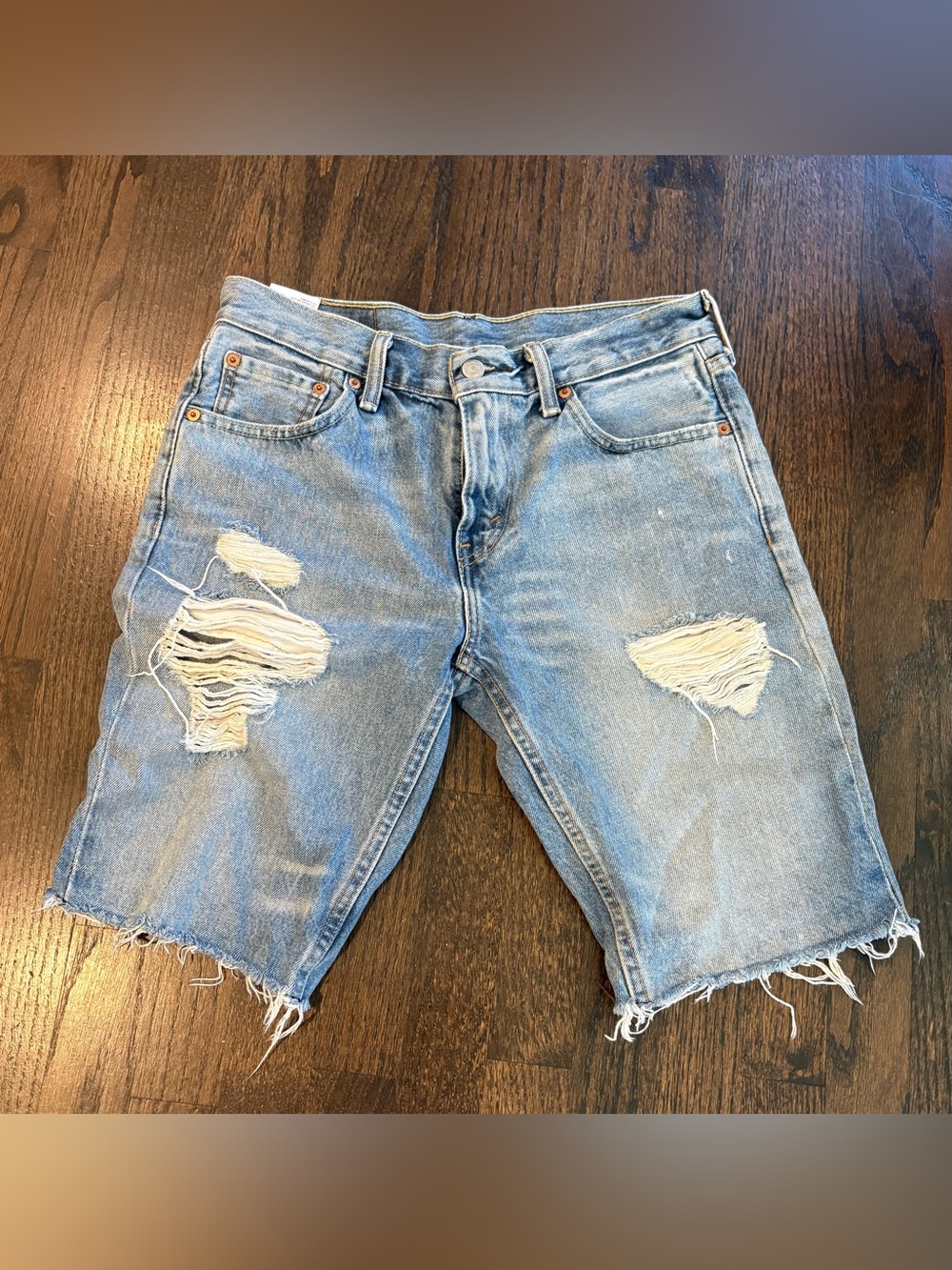 Levi’s 511 Cutoff Denim Shorts Men’s 30 Light Wash Distressed Frayed Raw Hem